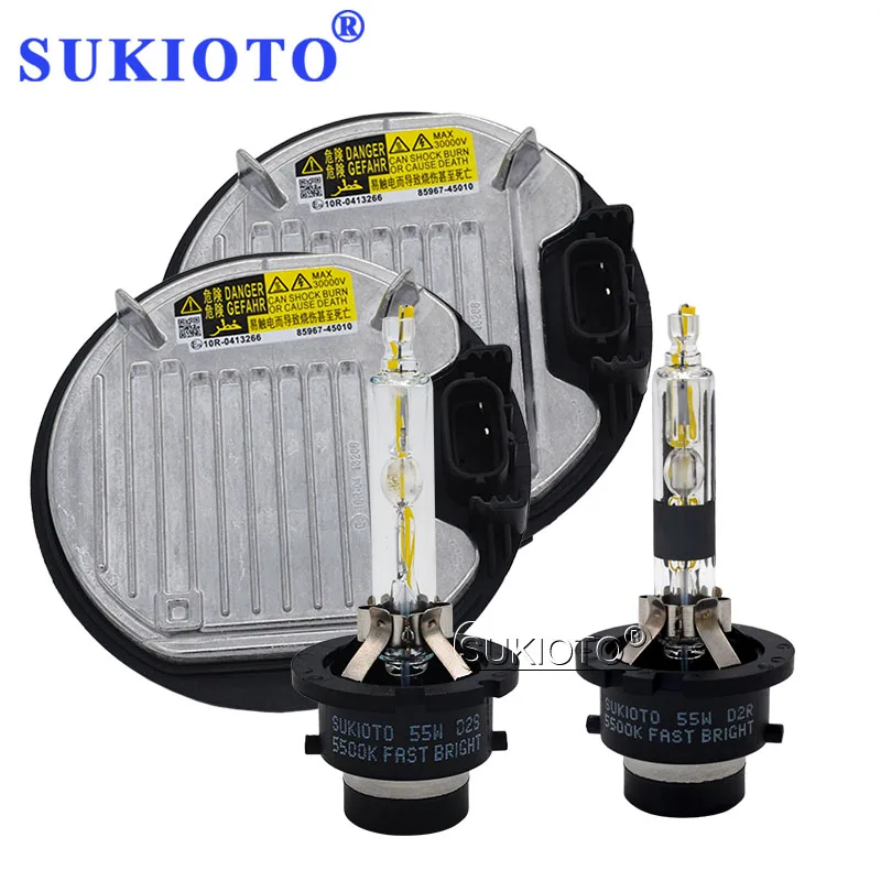 SUKIOTO 35W 55W Car Light D2S Xenon Ballast Kit OEM 85967-45010 Reator Xenon Kit 5500K White D4S D2R D4R HID Headlamp Bulb