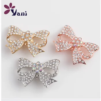 

10Pcs/Lot 3Colors Fashion Bowknot Crystal Brooch Bride Wedding Brooches Pins for Women Webbing Gift Jewelry Wholesale