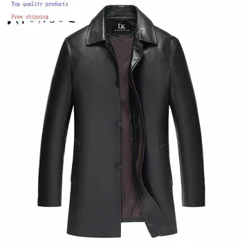 

2020 Spring Autumn Long Genuine Leather Jacket Men's Windbreaker Slim Leather Jackets Men 100%Sheepskin Coat 81Y15 YY259