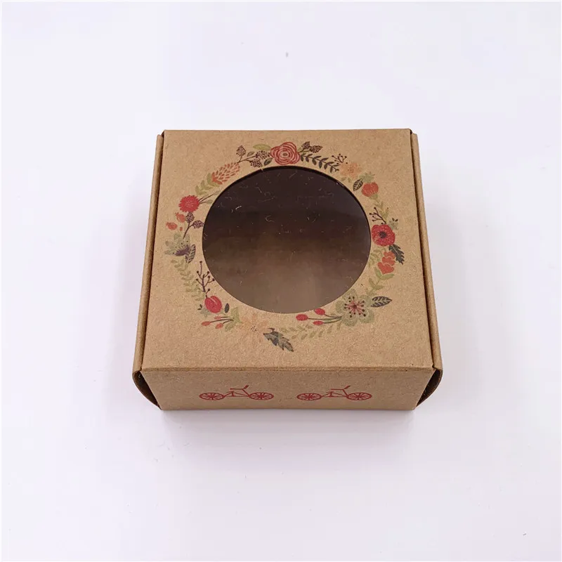 5pcs Transparent PVC Window Soap Boxes Kraft Paper Box Jewelry Gift Packaging Box Wedding Favors Candy Box - Цвет: c30