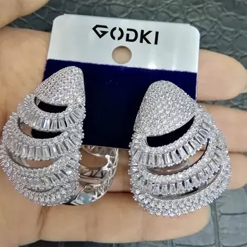 

GODKI Charms Trendy Hoop Earrings For Women Luxury Elegant Cubic Zirconia Nigerian Wedding Bridal Womens Earrings in Jewely 2019