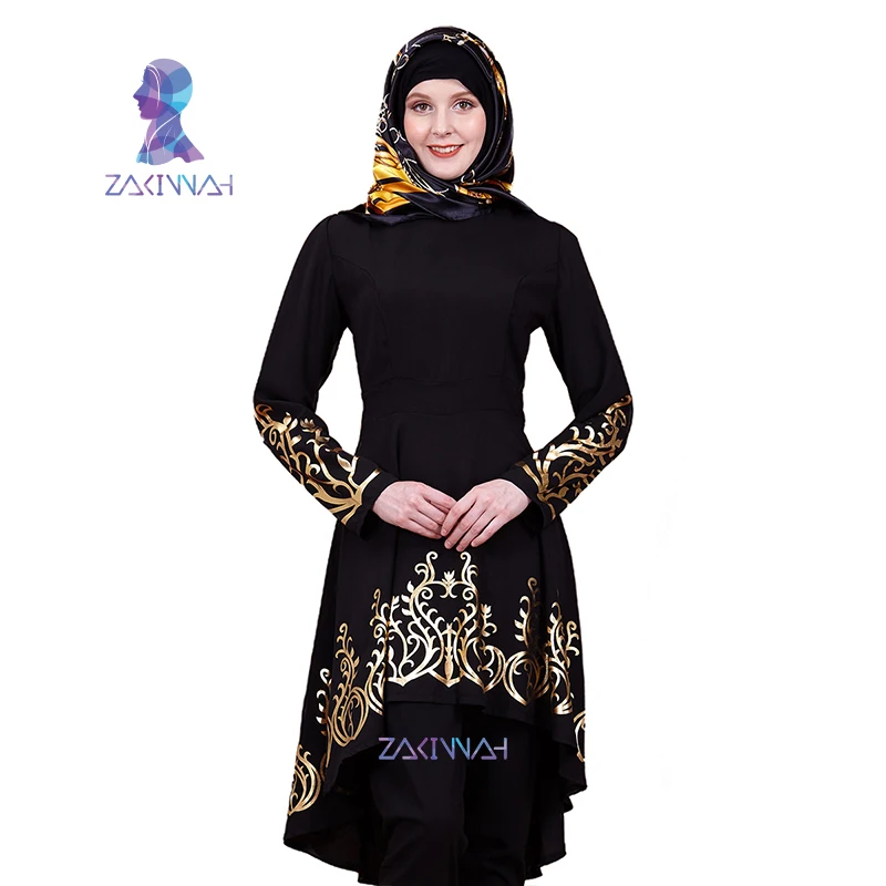 ZK009 модная мусульманская одноцветная горячая штамповка Топ позолоченная печать женская одежда Ближний Восток Рамадан Исламская абайя