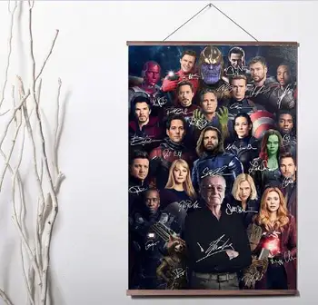 

AvengersEndgame Signed Movie Art Canvas poster decoration painting with solid wood hanging scroll