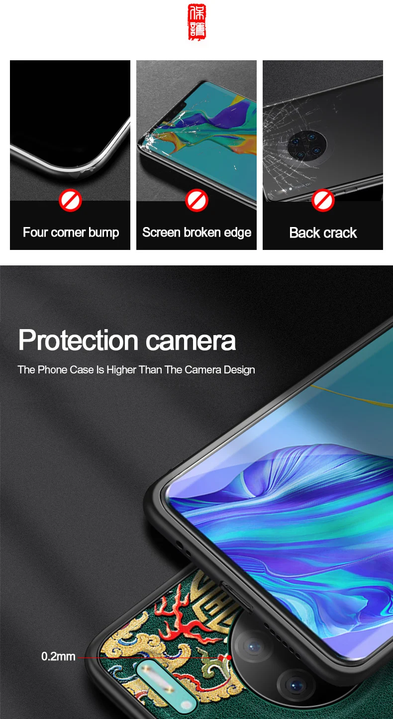 Для huawei mate 30 Pro Чехол В Китайском Стиле Кожаный противоударный чехол с тиснением для huawei mate 30 20 Pro X P30 P20 Pro Чехол