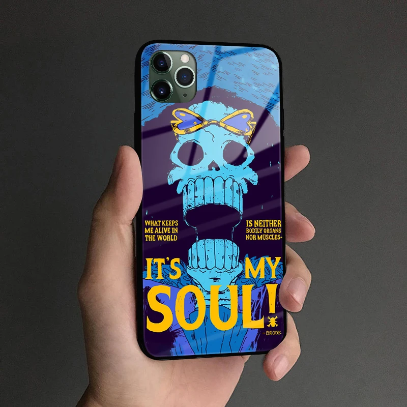 Soul King Brook one piece Аниме мягкий силиконовый стеклянный чехол для телефона, чехол для iPhone 6 6s 7 8 Plus X XR XS 11 Pro max - Цвет: OPBROOK 5