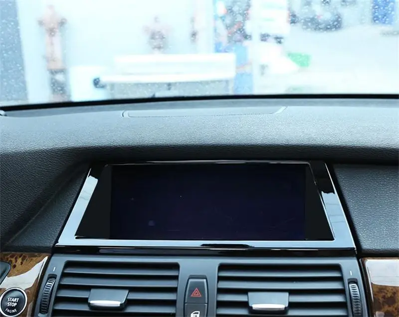 Автомобильный Стайлинг из углеродного волокна навигационная декоративная рамка полосовые покрытия наклейки отделка для BMW X5 X6 E70 E71 интерьерные авто аксессуары