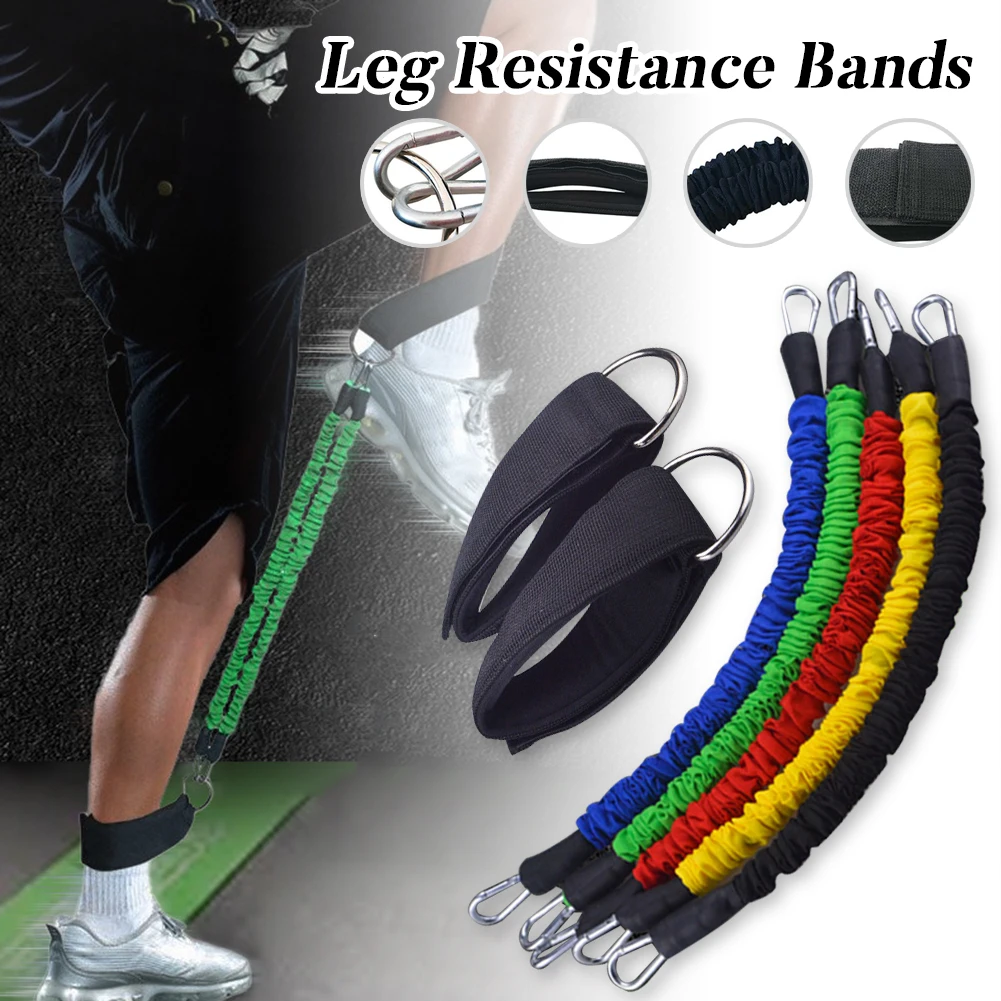 Resistance Bands Workout Latex Elastic Cord with Padded Ankle Straps 2