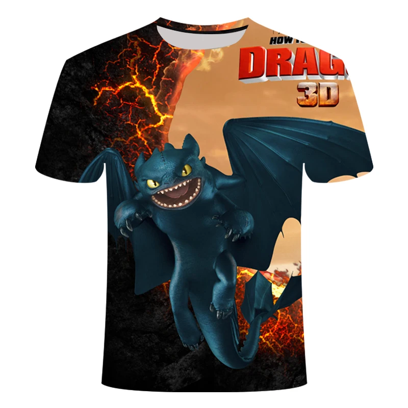 Cute Cartoon Style 3D Print Cartoon How to Train Your Dragon Toothless Tshirt Summer T-shirt Hip Hop Leisure T-shirt