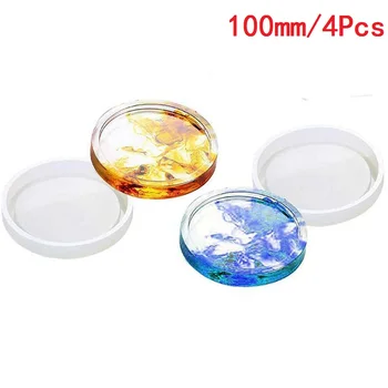 

4pcs 100mm Coaster Cups Mat Mold Round Silicone Mould For DIY Epoxy Resin Casting Round Shape Silicone Molds