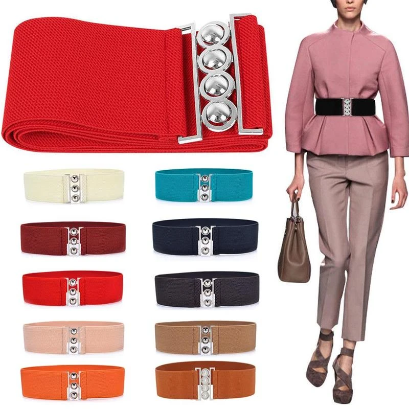 plus size belts Women Simple Elastic Wide Waist Belt Riem Slimming Red White Belt Female Retro Lady Belts For Women Waistband Women Accessories elastic belt womens