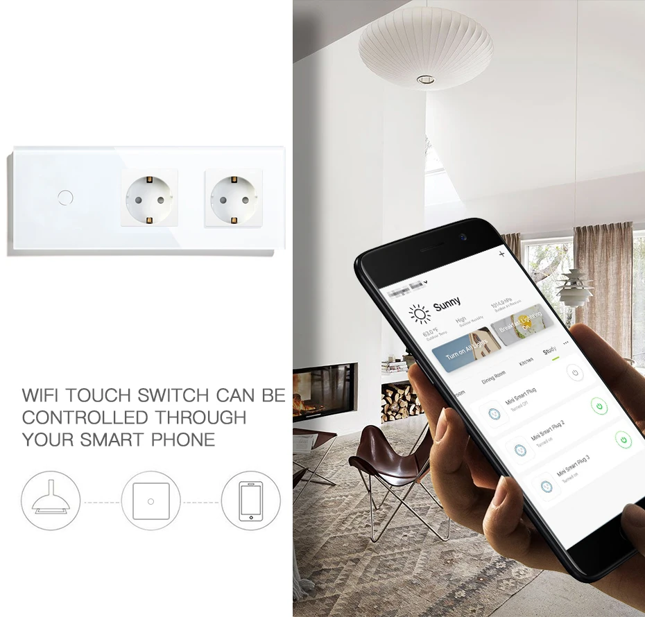 2, 3 Gang Light Switch, Tomada de