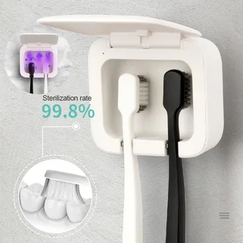 

Smart Antibacterial UV Toothbrush Sterilizer UVC-LED Tooth Brush Holder Toothbrush Cleaner Nailfree Installatio Bathroom Supplie