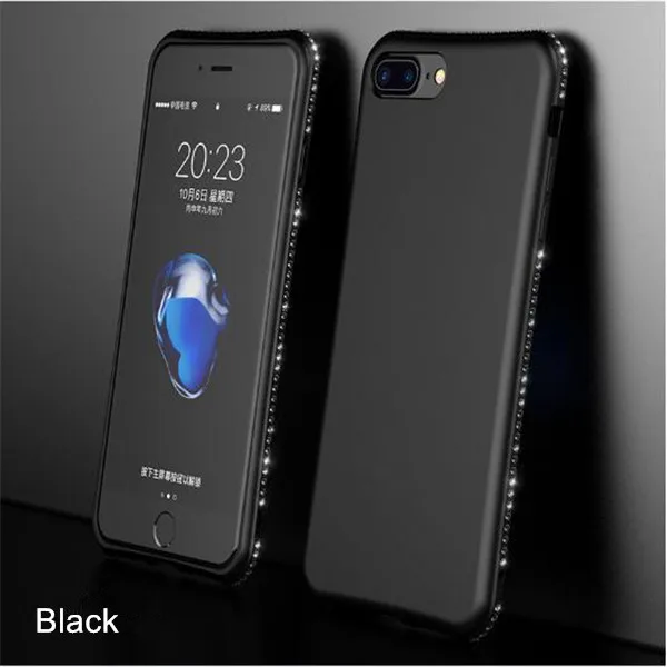 Zwart Силиконовый чехол для iPhone 6, 6s, 7, 8 Plus, X, Xs, Max, XR, роскошный блестящий чехол с бриллиантами для samsung Galaxy s7, Rand, S8, S9, S10 Plus, Note 8, 9 - Цвет: Zwart