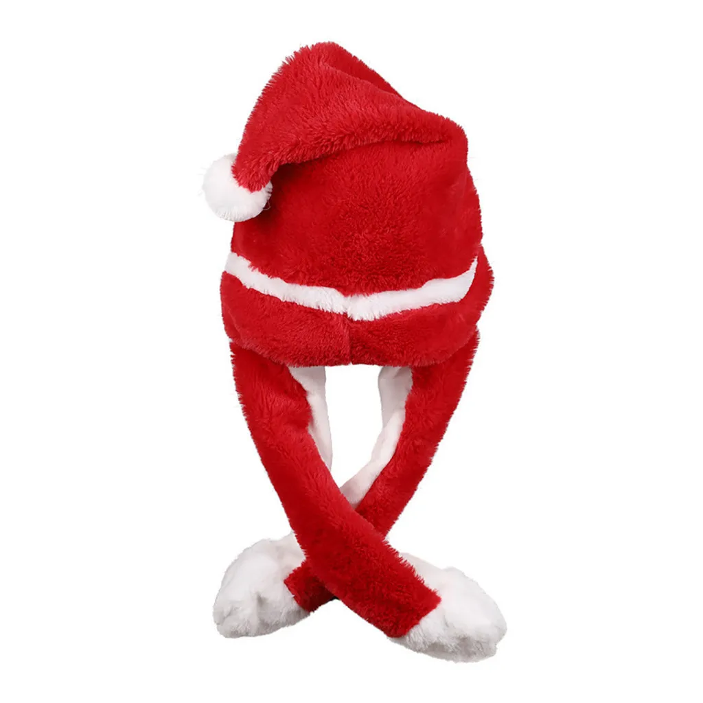 Magic Santa Claus Funny Hat Women Men Kids Lighting Hat Cute Rabbit Plush Ears Pinch Ears Move LED Light Cap Winter Warm