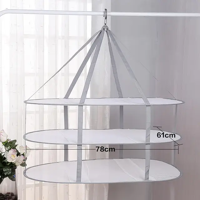 3Layer Szélálló Szárító Ruházati Kosár Zokni Összecsukható Lógó Ruhák Ló Fogas Fehérnemű Pulóver Infaláns Ruházat Szárítás - Image 3