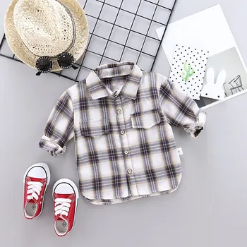 

Fashion Baby Clothes Toddler Kids Baby Boys Long Sleeve Plaid Handsome Gentleman Shirt Clothes M1216
