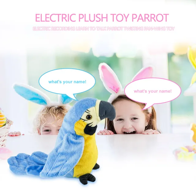 Cute Electric Talking Parrot Plush Toy Speaking Record Repeats Waving Wings Electroni Bird Stuffed Plush Toy As Gift For Kids Bi 2