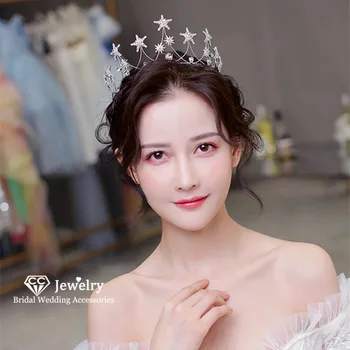 

CC Tiara Crown Headband Hairband Star Shape Romantic Wedding Hair Accessories for Women Bridesmaids Girls Party Beach DIY HG1256