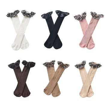 

Baby Girl Cute Socks Leopard Design Cotton Long Socks Party Infant Children Soft Crib Leg Warmer