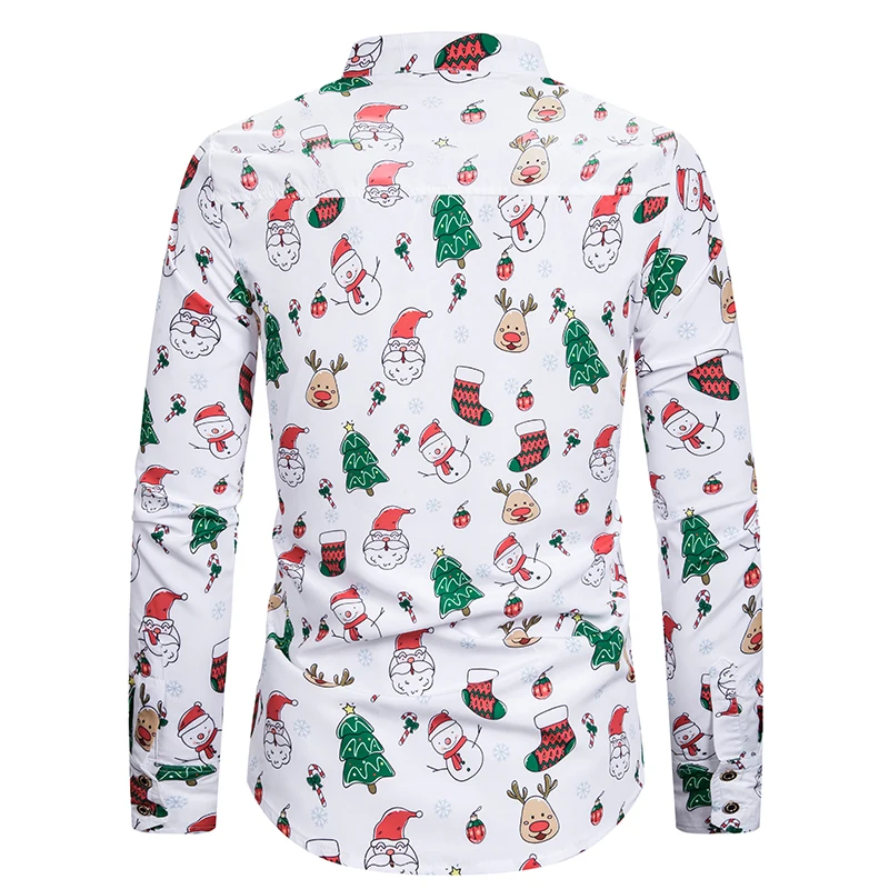 Забавная Рождественская рубашка для мужчин, модная рубашка с принтом лося Санты, Мужская одежда, Рождественская вечеринка, выпускной вечер, Camisa, праздничная блузка, сорочка, мужской верх