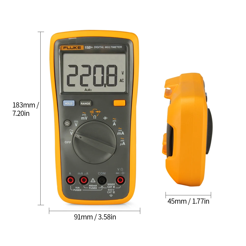 FLUKE F15B+ 4000 отсчетов Цифровой мультиметр портативный Вольтметр Амперметр измеритель напряжения универсальный счетчик