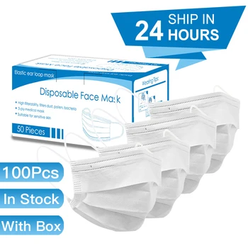 

Disposable Face Mask 3 Layers Filter Protect Dustproof Earloop Non Woven Mouth Masks 24 hours Shipping Civil 3-layer Daily Mask