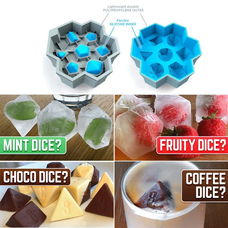 Dice Shape Ice Cube Tray, DND Dice Ice Cube Mold, Ice Cube Mold for  Dungeons and Dragons, Ice Cube Molds for Baking, Whiske 