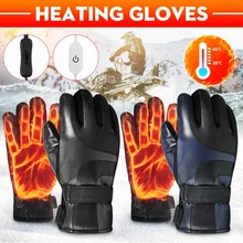 Лыжные перчатки с подогревом, водонепроницаемые Зимние перчатки для езды на велосипеде, мотоцикле, велосипеде, интеллектуальное управление температурой