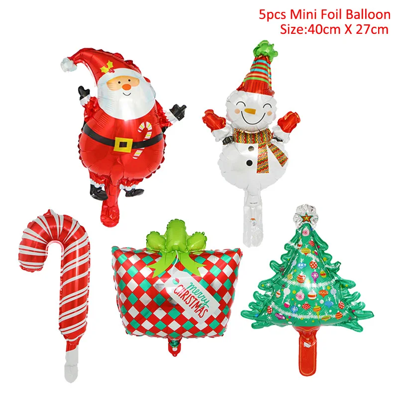 5pcs mini balloon Рождественские наклейки Санта-Клаус, снеговик, Рождественское украшение для дома, рождественские украшения, Рождество, счастливый год - Цвет: 5pcs mini balloon