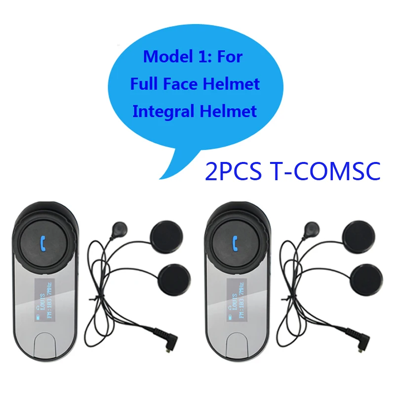 2pcs model1 TCOM-SC Вт/экран Bluetooth мотоциклетный шлем гарнитура с fm-радио - Цвет: 2pcs model1