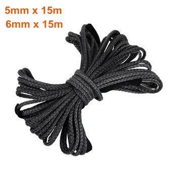 

High Tenacity Car Winch Cable 6mm X 15m 5mm X 15m Light Weight Towing Ropes For Accessories Off Road
