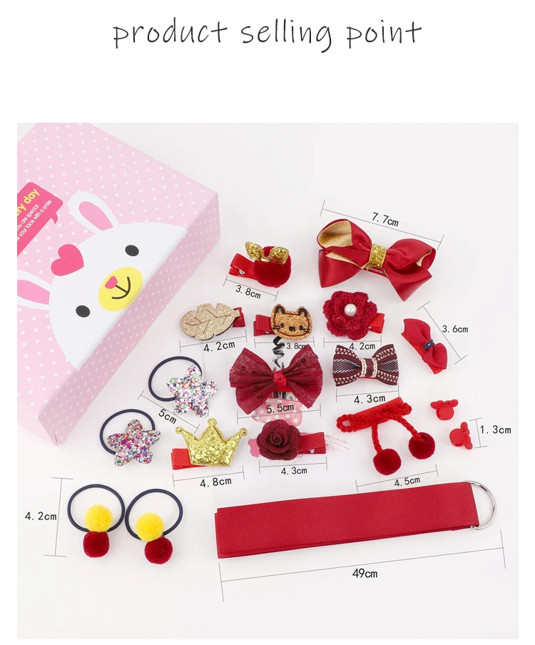 Kids Children Hair Accessories Hairpins Barrettes Baby Fabric Bow Flower Princess Hair Clip Girls Elastic Hair Bands Ties in Box