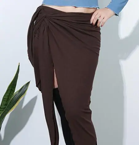 Coffee Skirt Осень Зима Новая Теплая одежда для занятий танцами живота Удобная Модальная блуза с длинным рукавом Короткая юбка наряд для восточных танцев - Цвет: Coffee Skirt