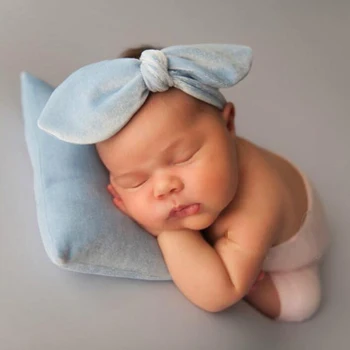 

Baby Newborn Photography Props Velvet Pillow Headband Sets Infant Photo Auxiliary Props Pillow Headband
