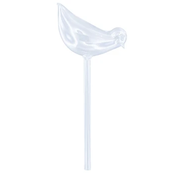 

New 2pcs Bird Shape Hand Blown Clear Glass Self Watering Durable Mini Transparent Bird Shape Plant Watering