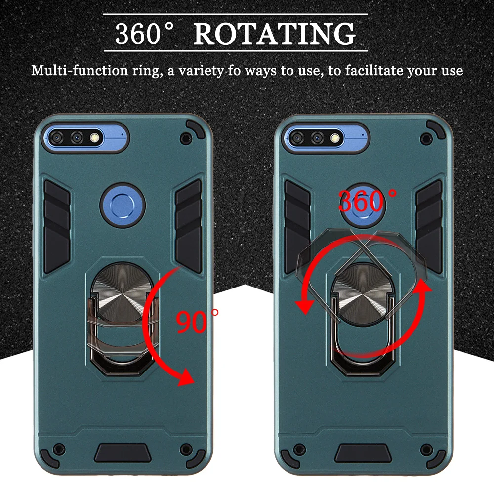 Mobil Dudukan Silikon Case untuk Huawei Kehormatan 7C Telepon Aksesori Csse Huawei Nikmati 8 Nova 2 Lite Y7 Perdana 2018 5.99