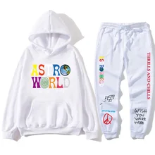 TRAVIS SCOTT ASTROWORLD hope you are here HOODIES fashion letters ASTROWORLD HOODIE streetwear + pants men's pullover sweatshirt Men's Sets