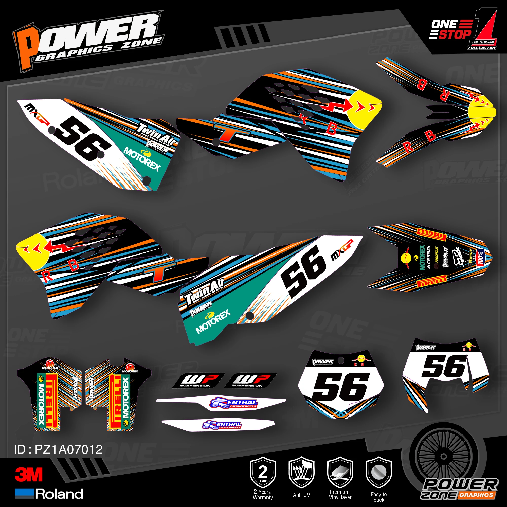 PowerZone Custom Team Graphics деколи для фона 3 м Набор наклеек KTM SX SXF MX 07 10 EXC XCW Enduro 08 11 125 до 500cc