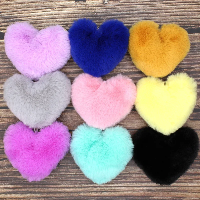 Heart Pom pon Ball for Women Shoes Handbag Keychain, Phone Fashion, DIY Accessories