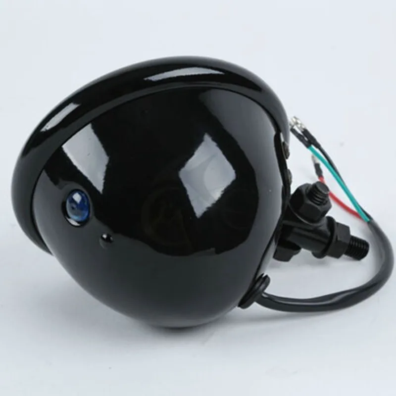 Motorcycle Black/Chrome 4" Metal H4 Mini Custom Headlight For Harley Sportster Curiser Road King