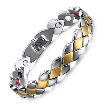 

Brand Men Black Stainless Steel Carbon Fiber Shield Design Full Magnetic Charm Balance Bracelet for Health