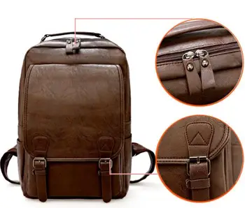 

Unisex Business Casual Backpacks Travel Bag Black Bookbag PU Leather Laptop Bag Business Large Capacity Travel Bag