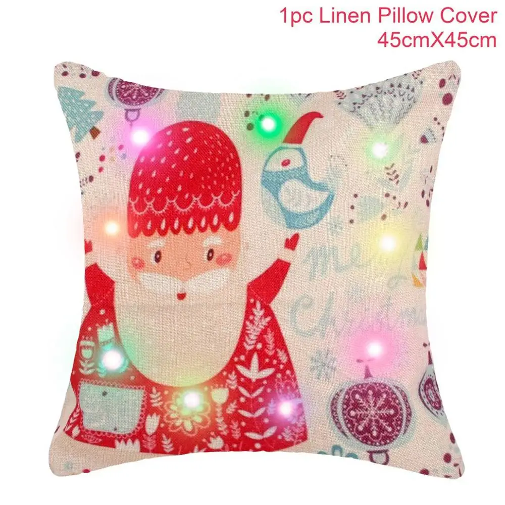 Xmas pillowcase 4 QIFU наволочка с Санта Клаусом светодиодный светильник рождественские украшения для дома Рождество Decoracion Noel год - Цвет: Xmas pillowcase 4