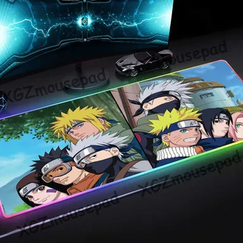 

XGZ Custom Large RGB Mouse Pad Black Lock Edge Japan Anime Naruto Sasuke Sakura Computer Keyboard Desk Mat Speed Rubber Non-slip