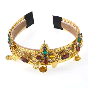 

DUOJIAOYAN Baroque women headband retro luxury crystal lady crown hair hoop bride color drill hairband jewelry hair accessories