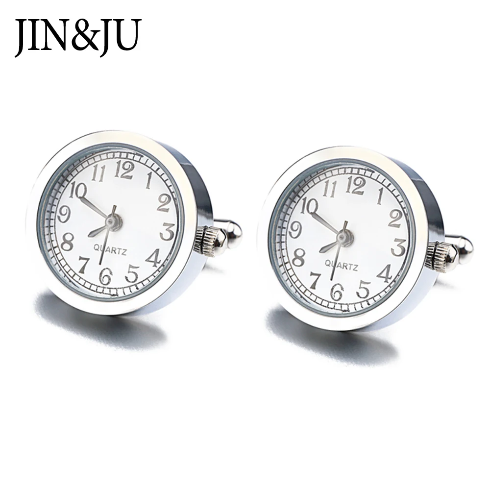 JIN& JU классические футболки с изображением часов запонки функциональные часы Запонки настоящие часы запонки для мужчин свадебный подарок