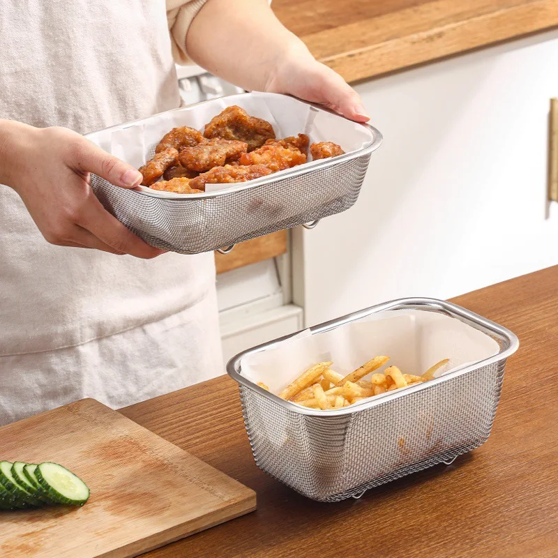 NewFrenchFriesSquareColanderStainlessSteelFoodFilterFlour