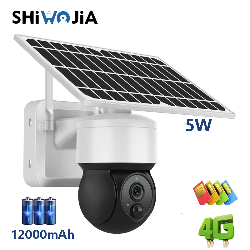 Shiвоенia Мини Солнечная камера 4G /Wi-Fi PTZ 1080P 4X Zoom IP66 наружная беспроводная