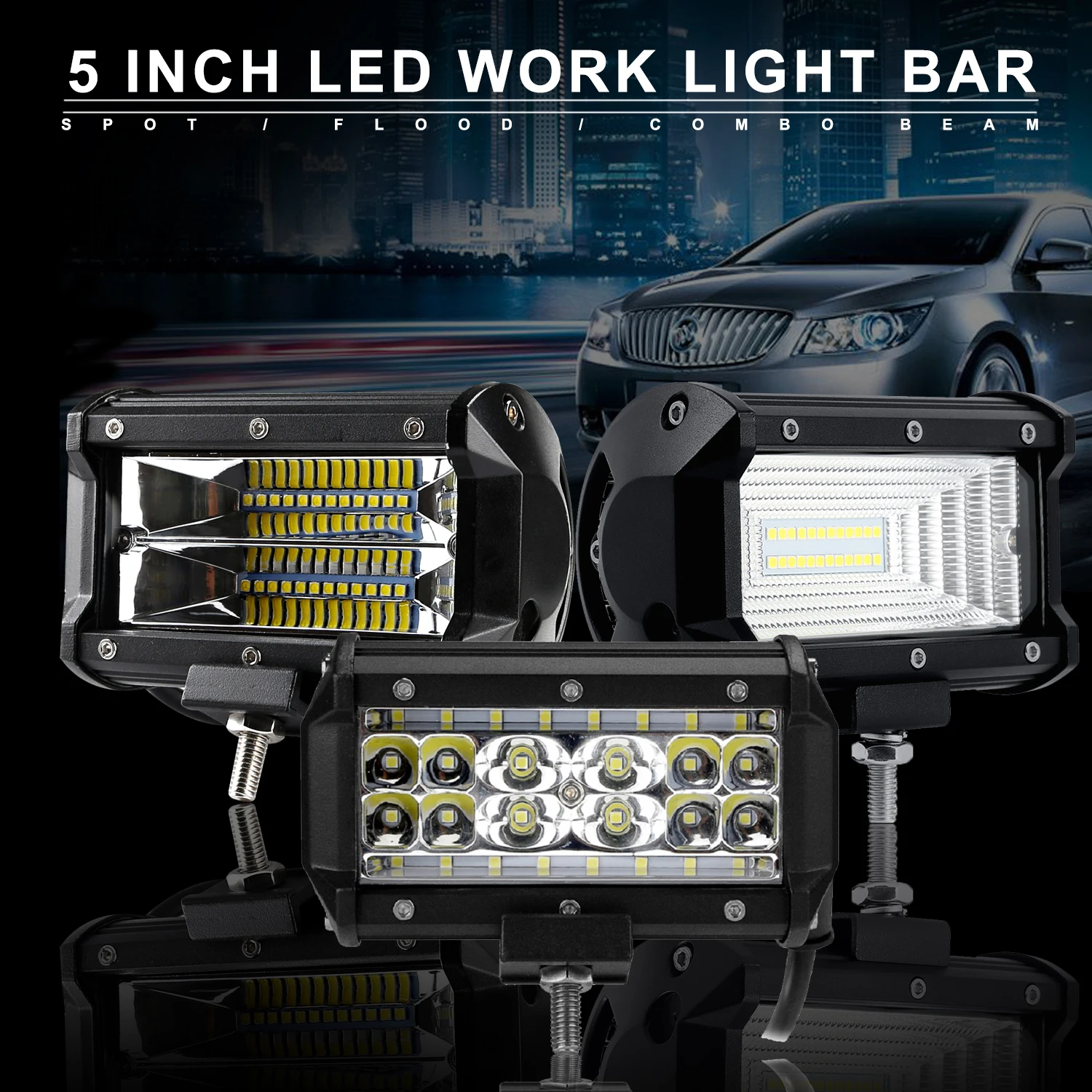 2pcs LED light bar 12V 24V Driving worklights CAR HEADLAMP for Off Road Truck auto 4WD 4x4 SUV motorcycle spot flood combo beams