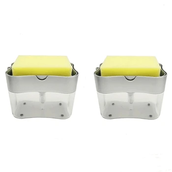 

2 Pieces Compact Sink Soap Dispenser with Sponge Holder Handy Soap